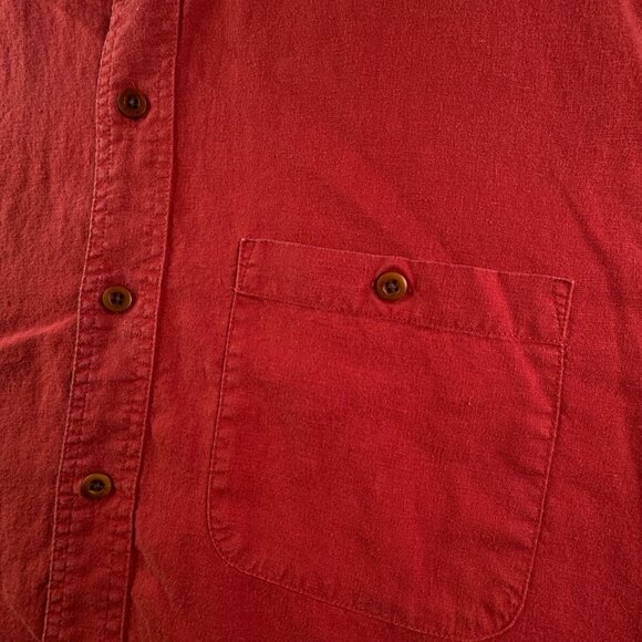 Orvis Hemp Tencel Blend Mens Short Sleeve Button Up Shirt Large Orange Red - Picture 9 of 11